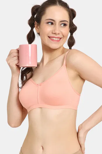 Buy Rosaline Everyday Double Layered Non Wired 3/4th Coverage T-Shirt Bra - Peach Pearl
